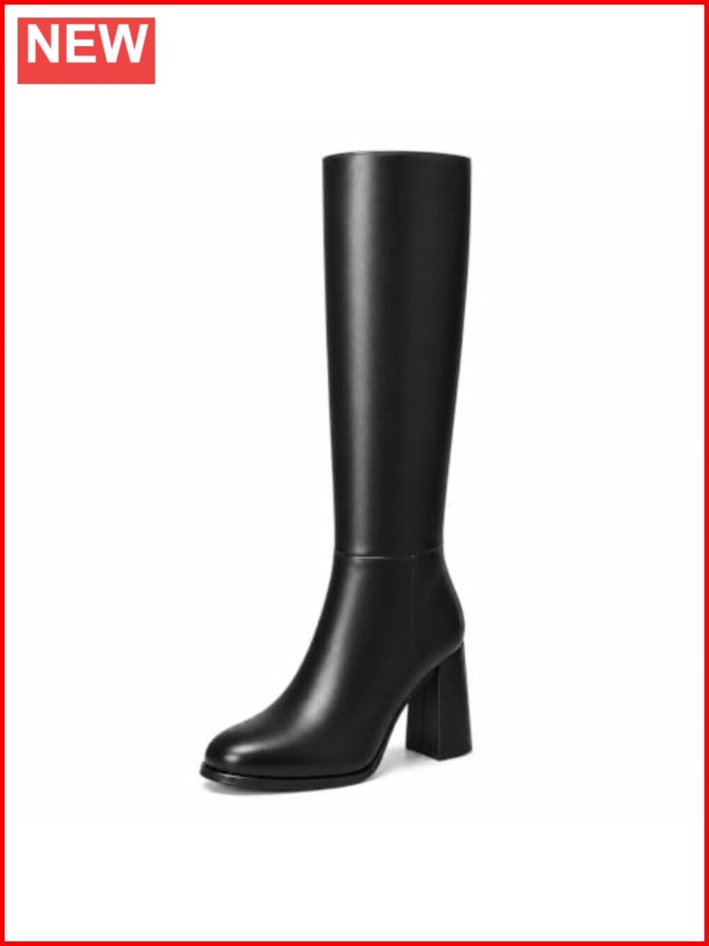 Women's Knee High Boots Chunky Block Heel Round Toe Side Zipper Tall Boots